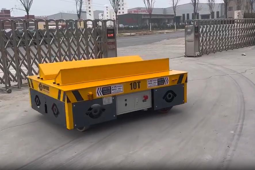 宁波某公司使用10吨台面加装V型架电动无轨运输车